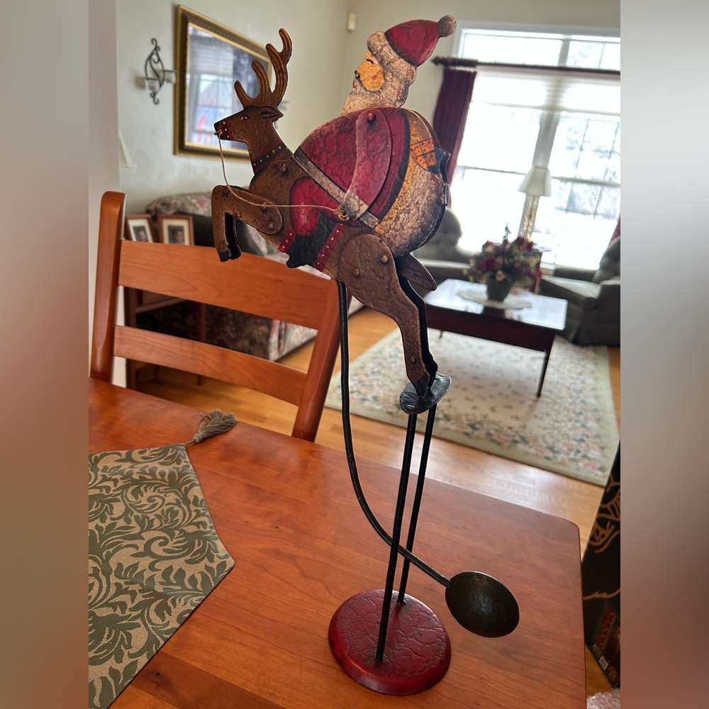 Vintage Reproduction Santa and Reindeer Balance Toy